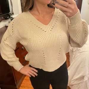 Cream cropped sweater size Small